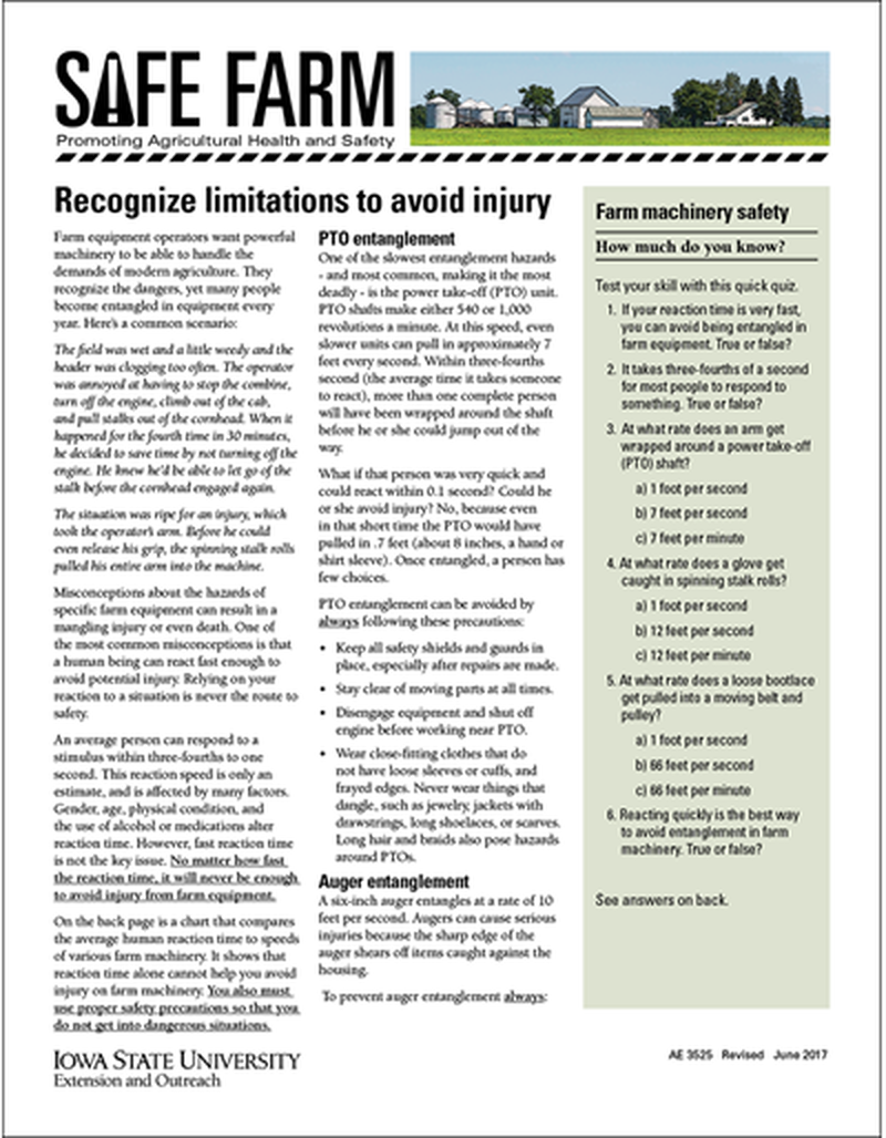 Recognize limitations to avoid injury -- Safe Farm image number 0