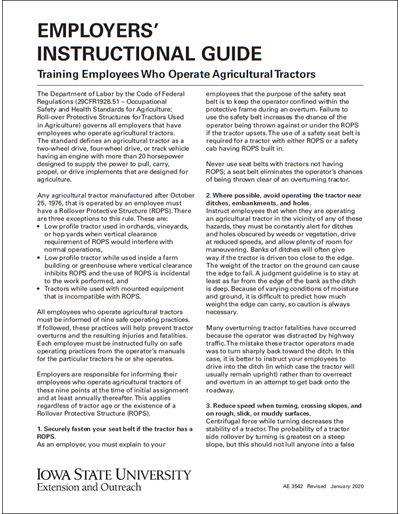 Employers' Instructional Guide - Training Employees Who Operate Agricultural Tractors