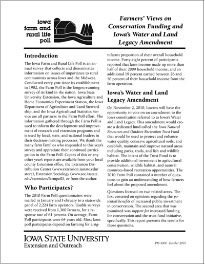 Farmers' Views on Conservation Funding and Iowa's Water and Land Legacy Amendment - Iowa Farm and Rural Life Poll