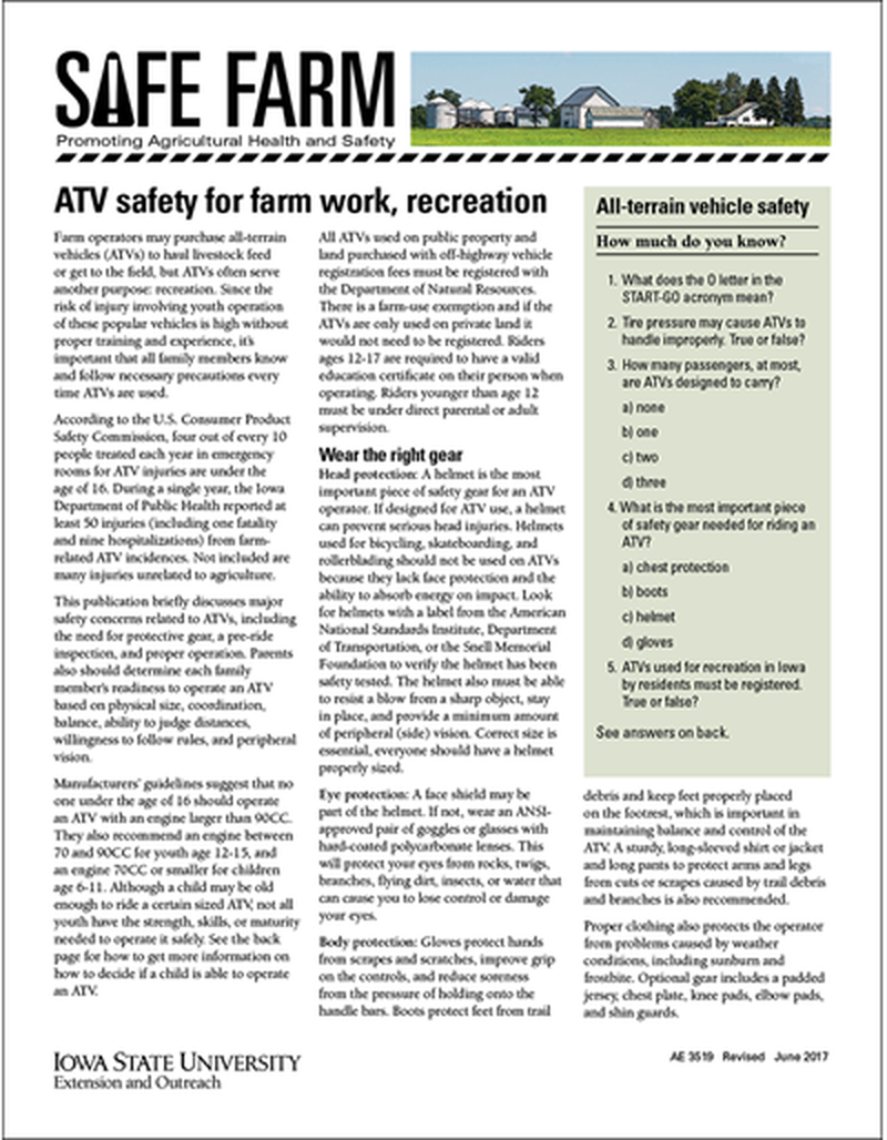 ATV safety for farm work, recreation -- Safe Farm image number 0