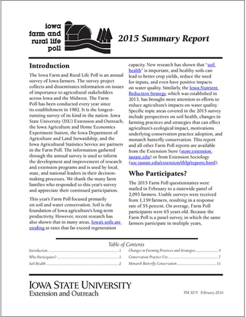 2015 Summary Report - Iowa Farm and Rural Life Poll image number 0