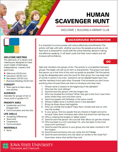 Human Scavenger Hunt -- Vibrant Clubs