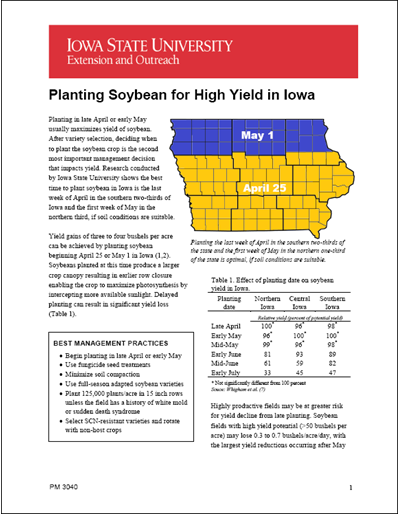 Planting Soybean for High Yield in Iowa