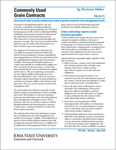 Commonly Used Grain Contracts