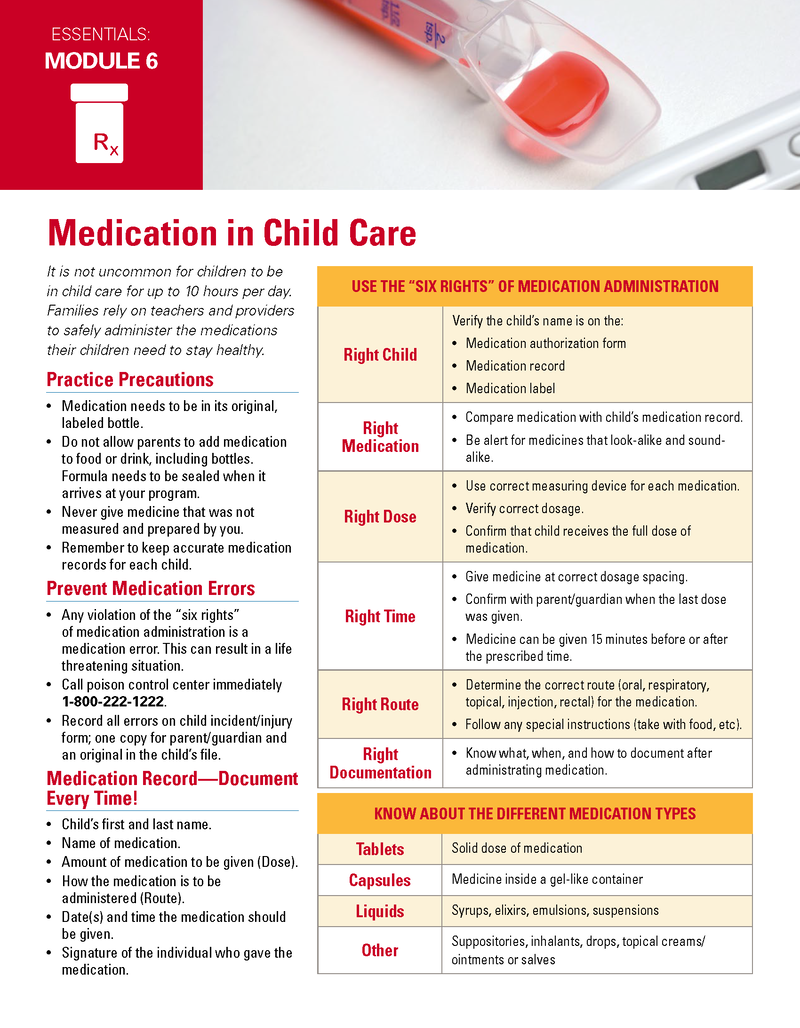 Medication in Child Care - Essentials Child Care image number 0