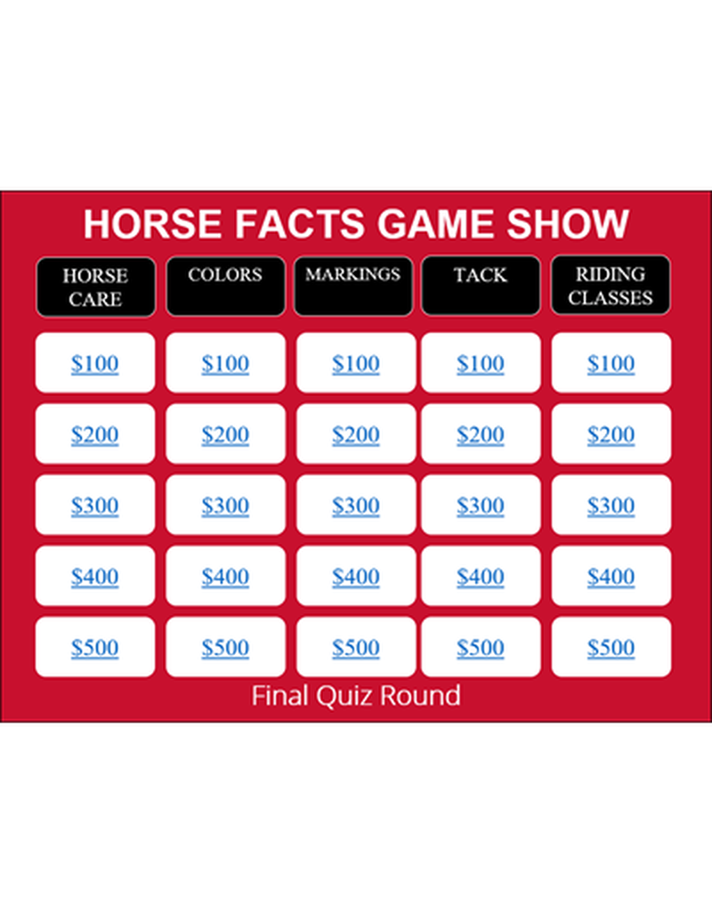 Horse Facts Game Show -- Vibrant Clubs image number 1
