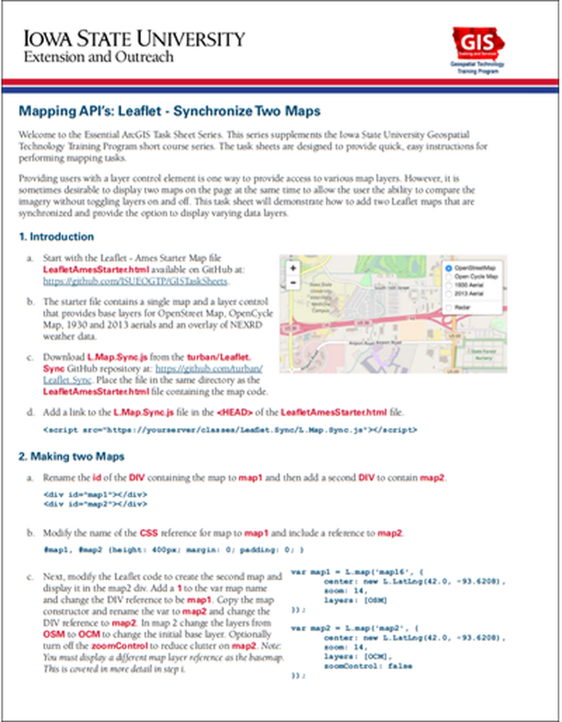 Mapping API's: Leaflet - Synchronize Two Maps image number 0