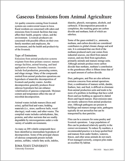 Gaseous Emissions from Animal Agriculture