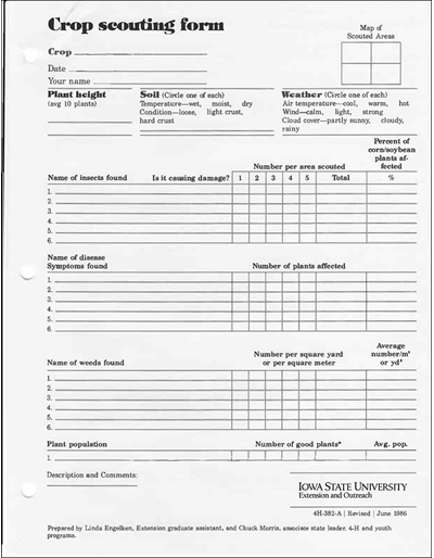 Record Keeping Worksheet Crop Scouting