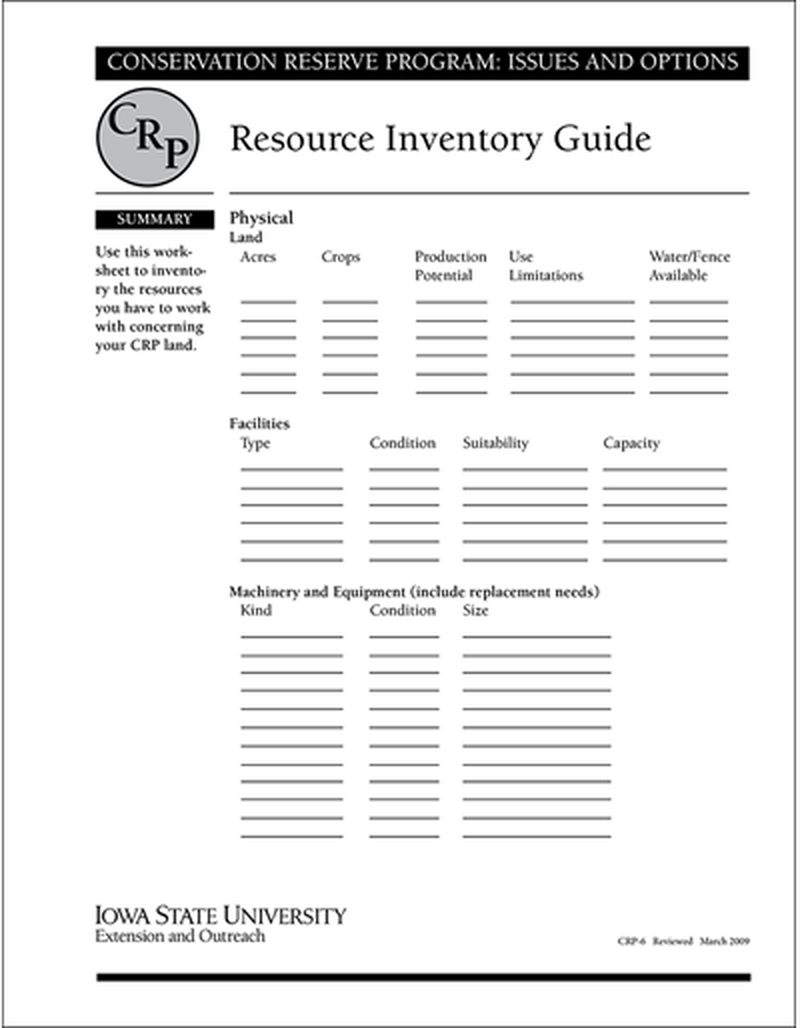 Resource Inventory Guide | Conservation Reserve Program: Issues and Options image number 0