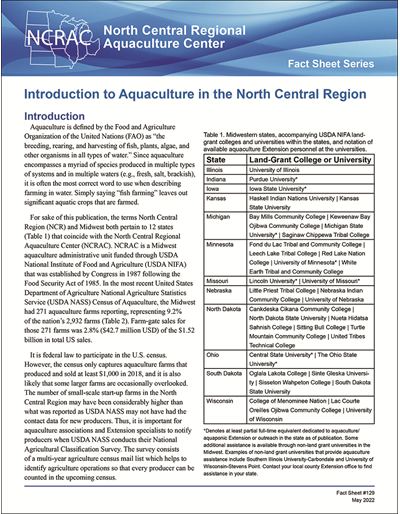 Introduction to Aquaculture in the North Central Region