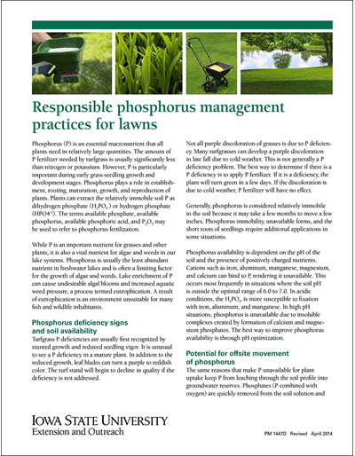 Responsible Phosphorus Management Practices for Lawns