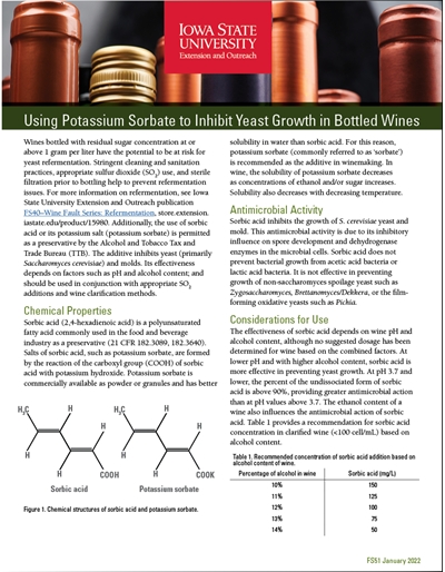 Using Potassium Sorbate to Inhibit Yeast Growth in Bottled Wines