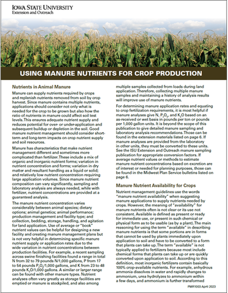 Using Manure Nutrients for Crop Production image number 0