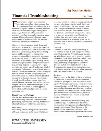 Financial Troubleshooting