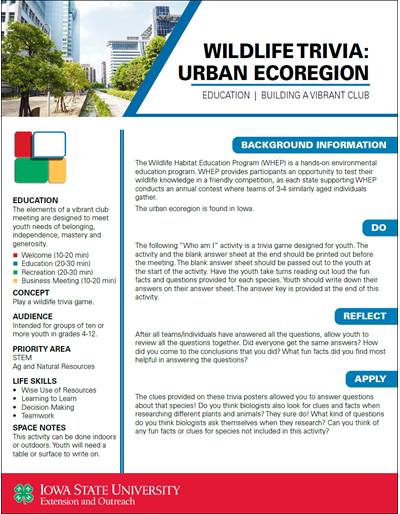Wildlife Trivia: Urban Ecoregion -- Vibrant Clubs