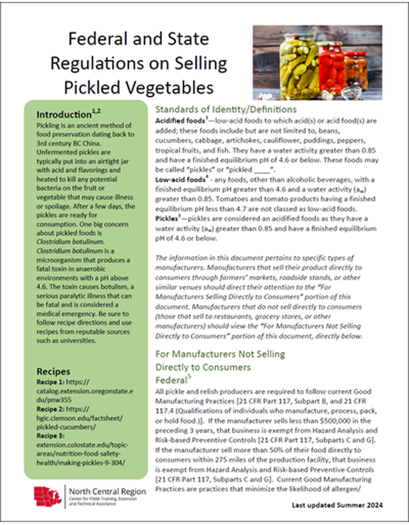 Federal and State Regulations on Selling Pickled Vegetables image number 0