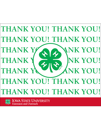 4-H Thank You note cards and envelopes (Unit=Pkg of 25)