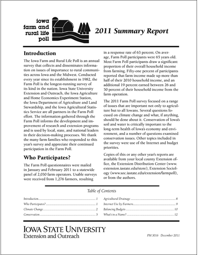 2011 Summary Report - Iowa Farm and Rural Life Poll