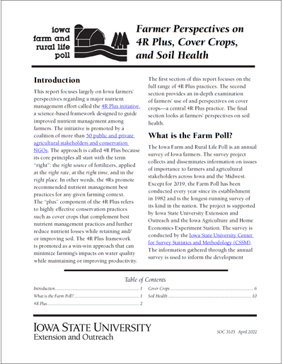 Farmer Perspectives on 4R Plus, Cover Crops, and Soil Health - Iowa Farm and Rural Life Poll
