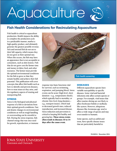 Fish Health Considerations for Recirculating Aquaculture