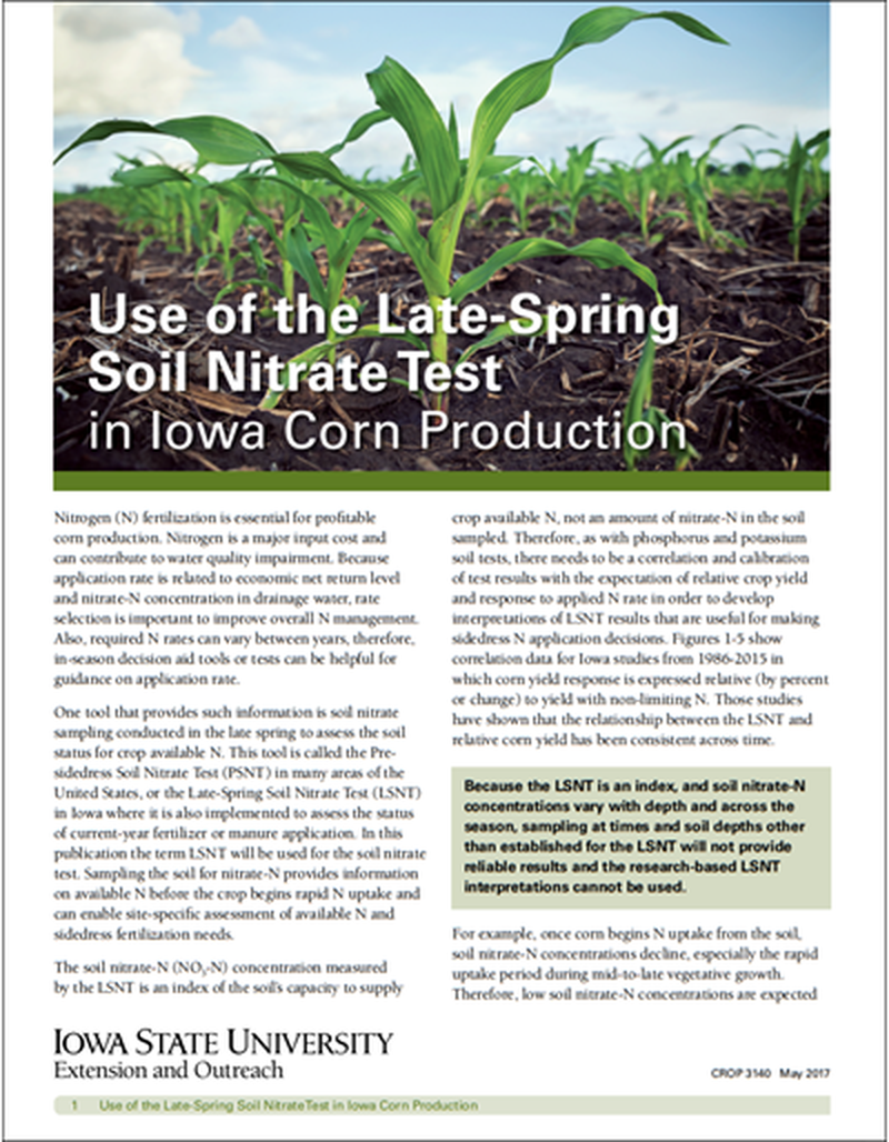 Use of the Late-Spring Soil Nitrate Test in Iowa Corn Production image number 0