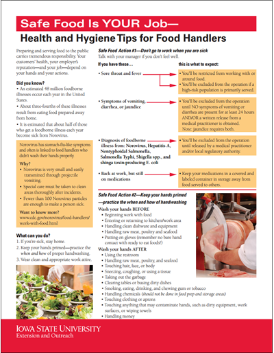 Safe Food Is YOUR Job - Health and Hygiene Tips for Food Handlers