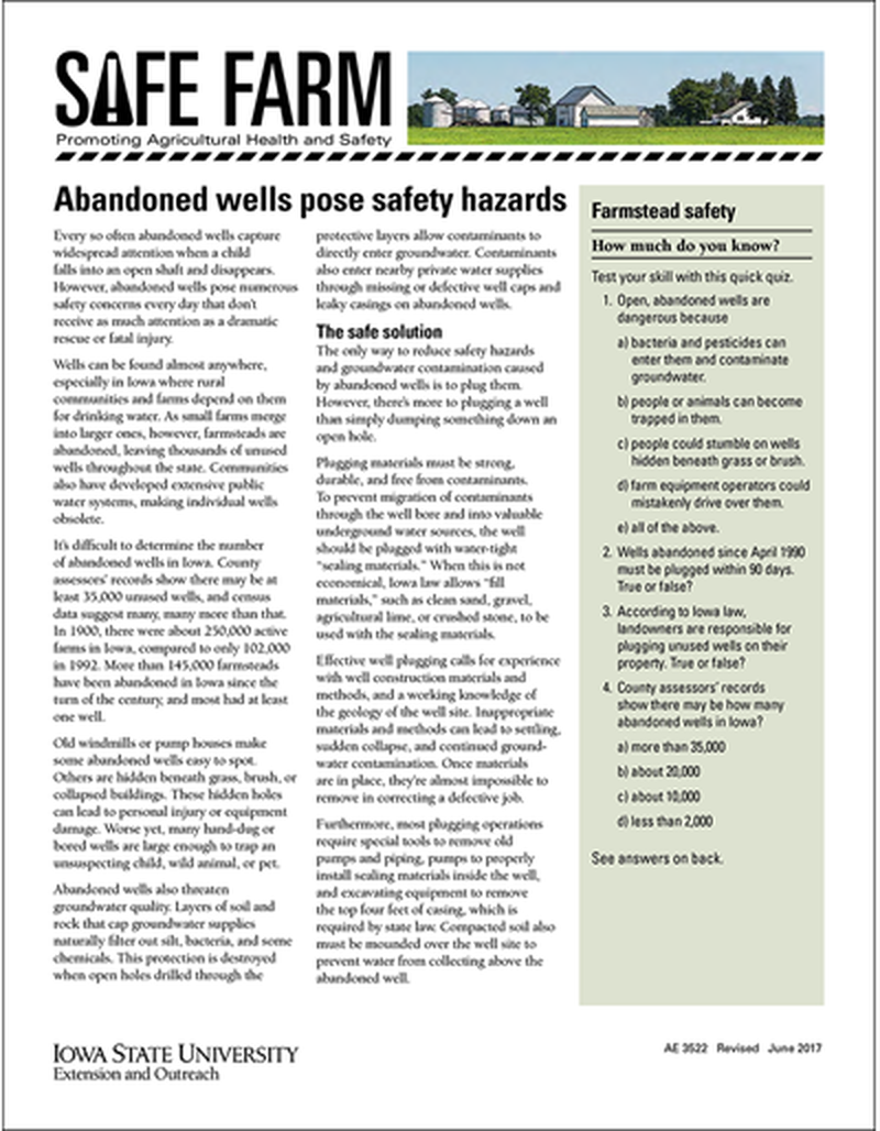 Abandoned wells pose safety hazards -- Safe Farm image number 0