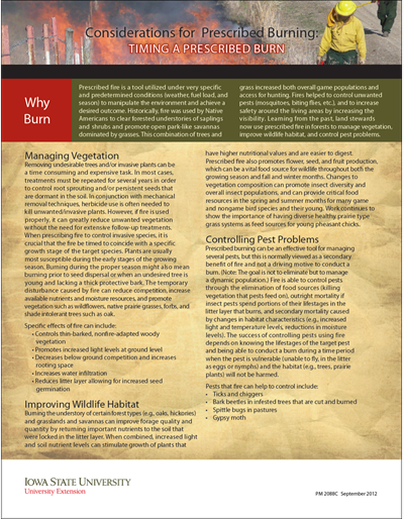 Considerations for Prescribed Burning: Timing a Prescribed Burn image number 0