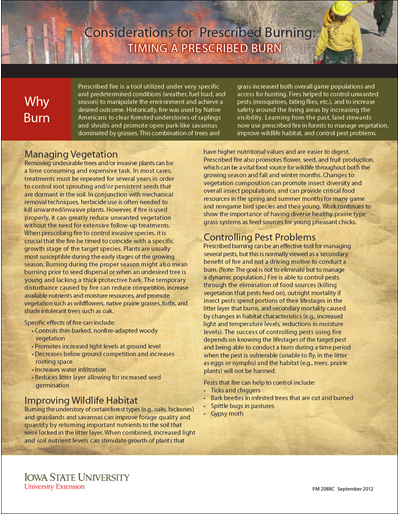 Considerations for Prescribed Burning: Timing a Prescribed Burn