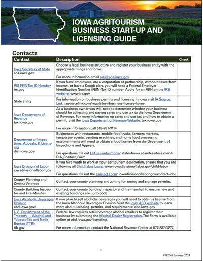 Iowa Agritourism Business Start-up and Licensing Guide