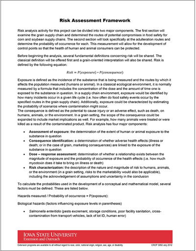 Risk Assessment Framework