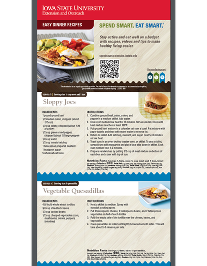 Easy Dinners Recipe Cards - Spend Smart. Eat Smart. image number 0