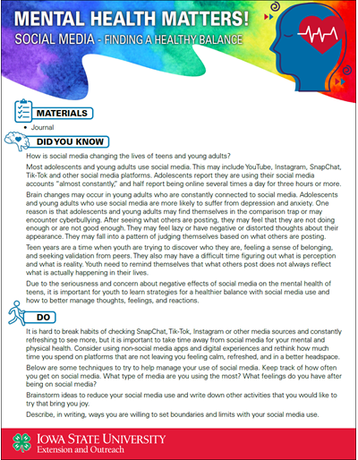 Social Media Finding a Healthy Balance - Mental Health Matters!