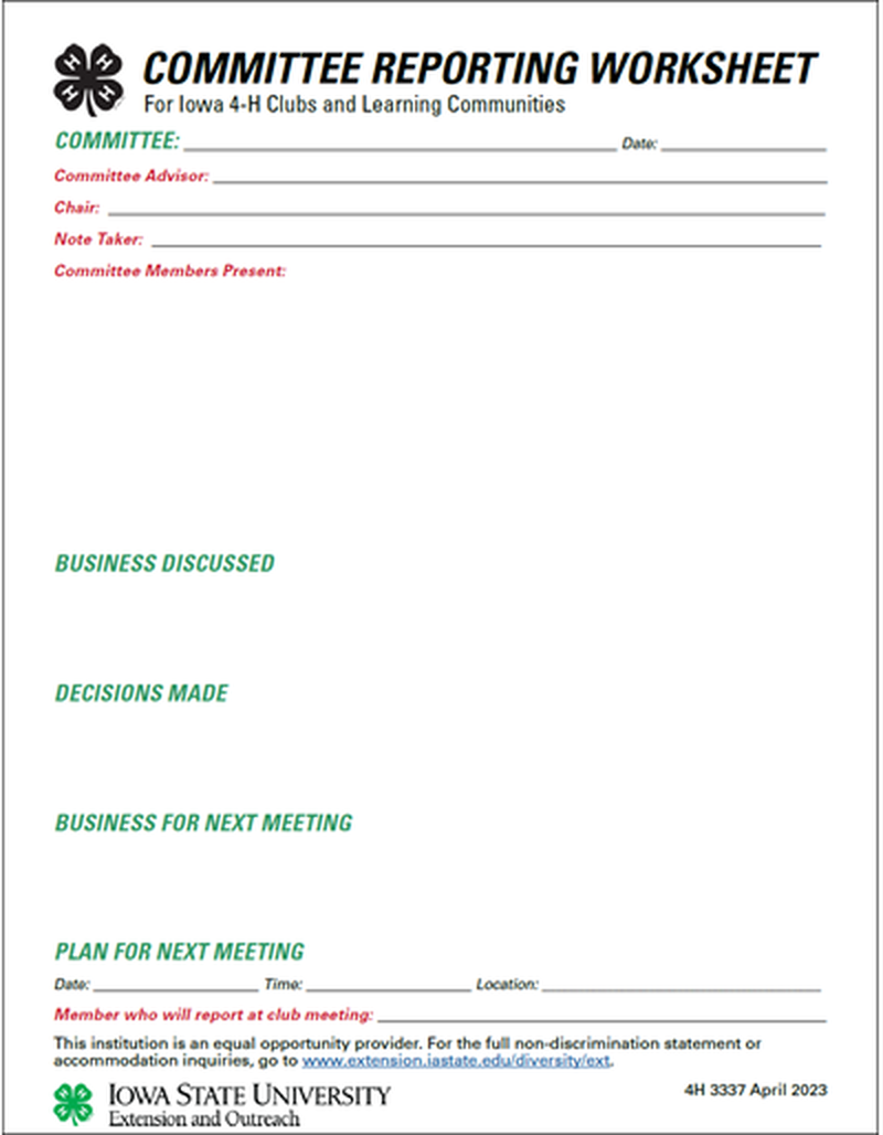 Committee Reporting Worksheet image number 0