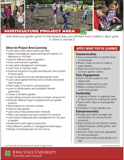 Horticulture Project Area Guide