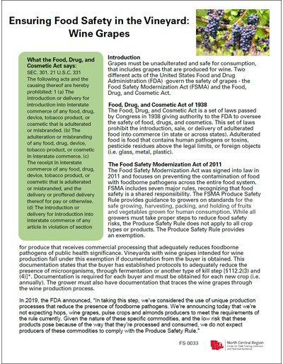Ensuring Food Safety in the Vineyard: Wine Grapes