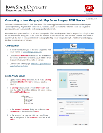 Connecting to Iowa Geographic Map Server Imagery: REST Service