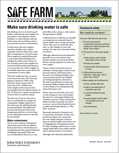 Make sure drinking water is safe -- Safe Farm