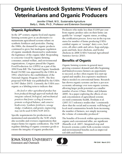 Organic Livestock Systems: Views of Veterinarians and Organic Producers
