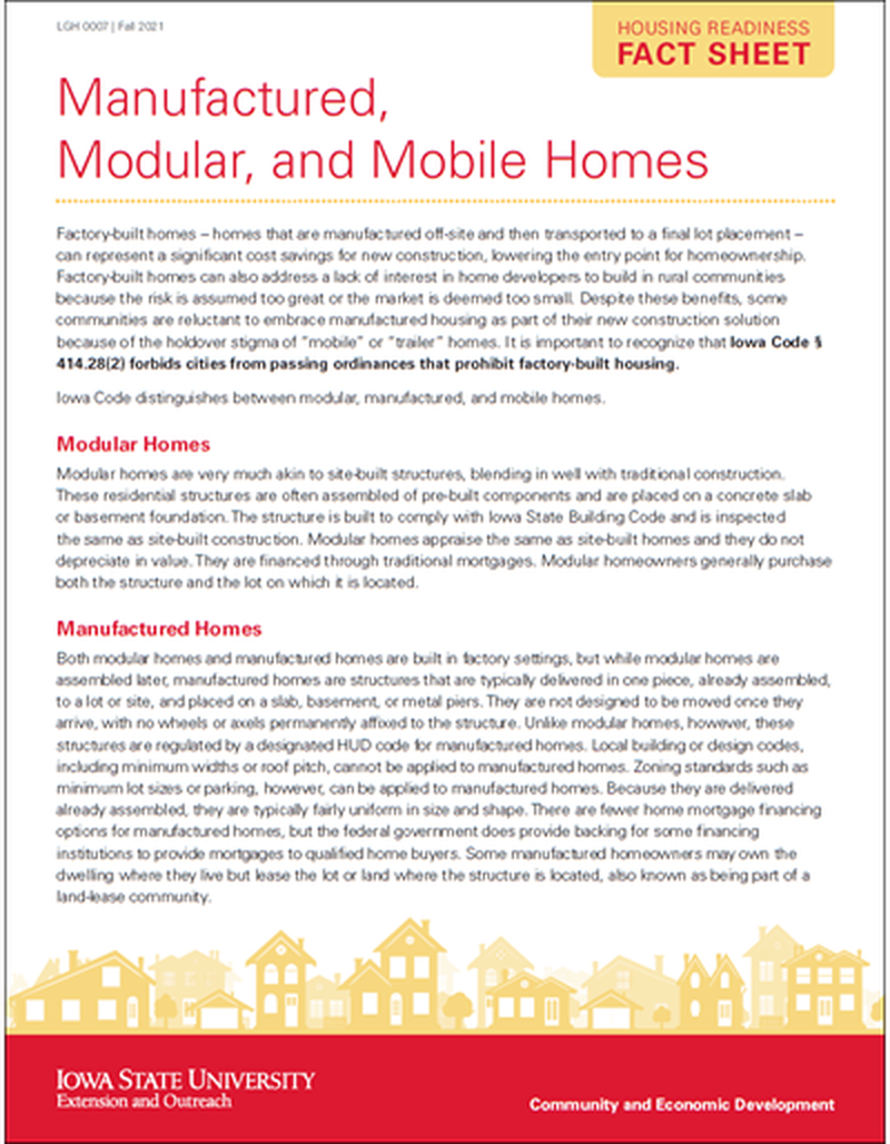 Housing Readiness Fact Sheet: Manufactured, Modular, and Mobile Homes image number 0