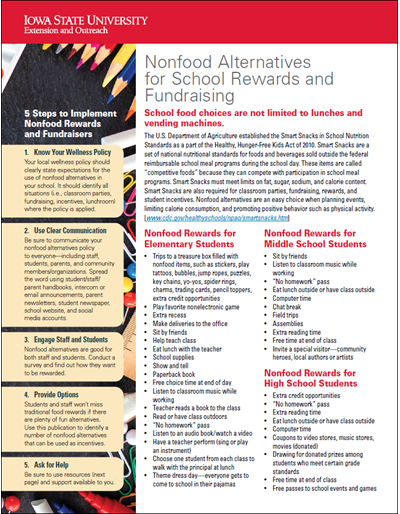 Non-food Alternatives for School Rewards and Fundraising