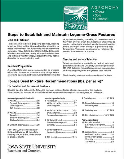 Steps to Establish and Maintain Legume-Grass Pastures