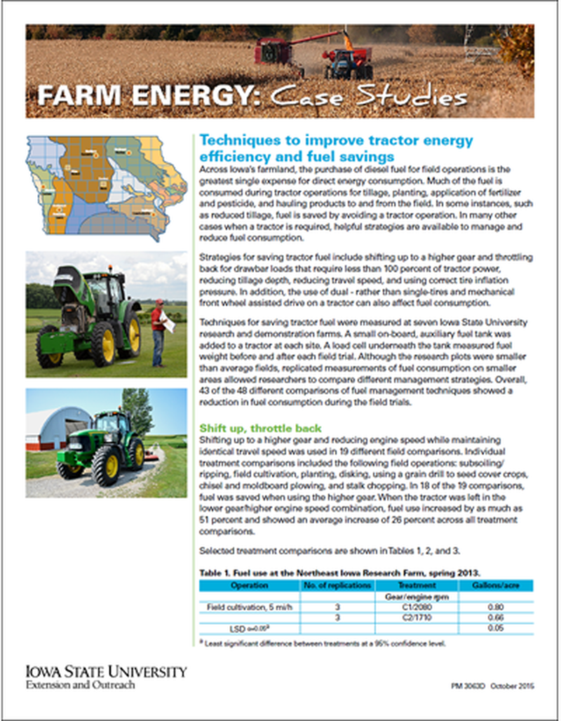 Farm Energy: Case Studies - Techniques to improve tractor energy efficiency and fuel savings image number 0