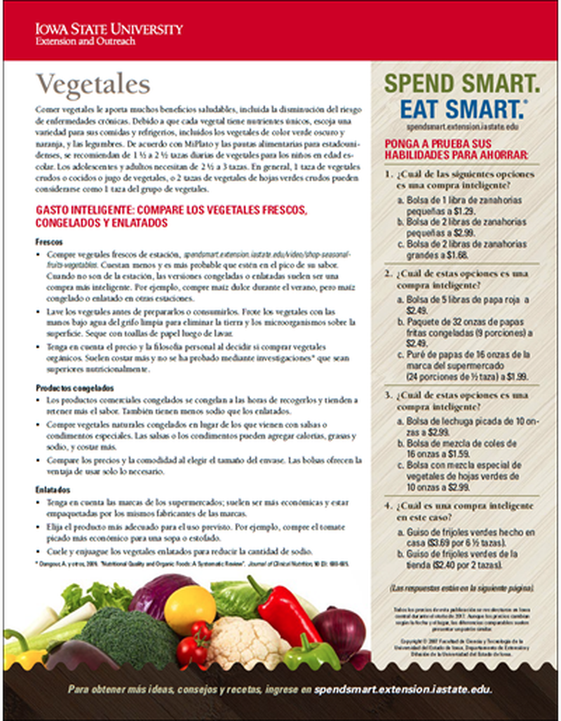 Spend Smart. Eat Smart. -- Vegetables image number 1