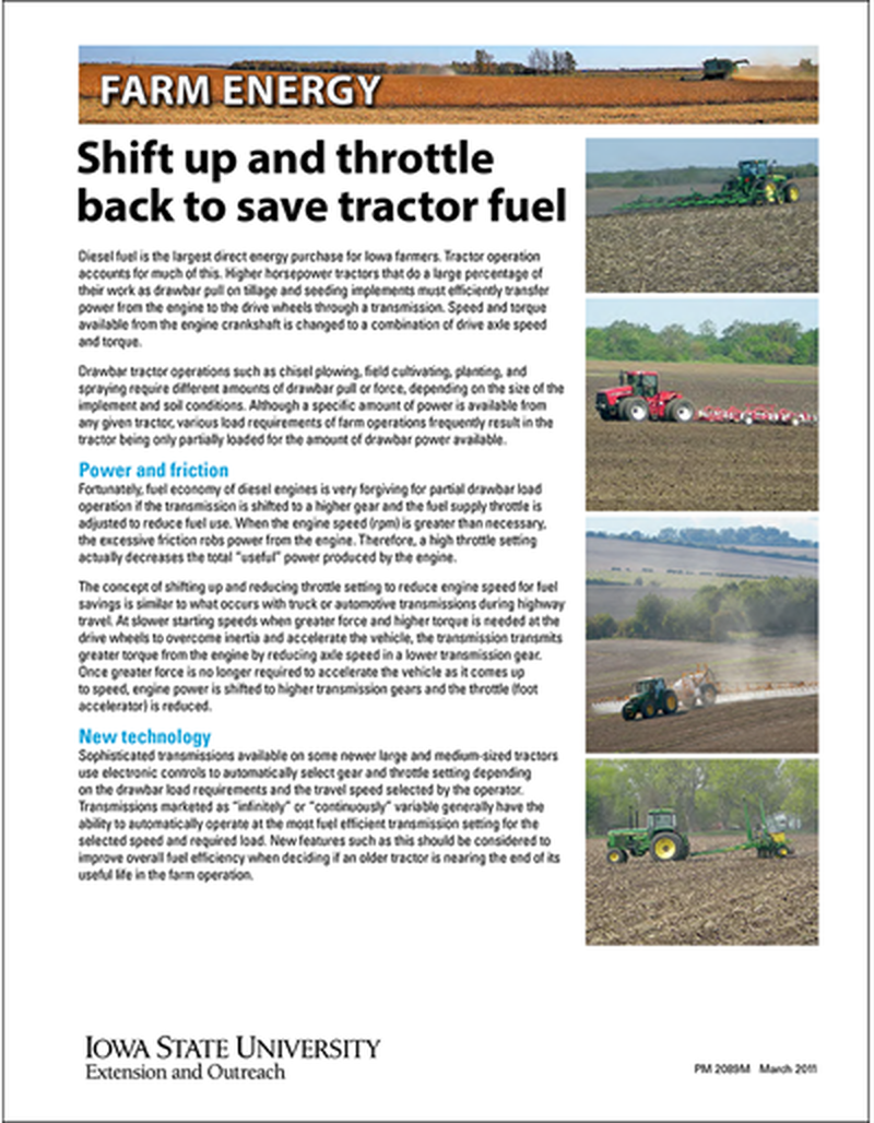 Shift Up and Throttle Back to Save Tractor Fuel | Farm Energy image number 0
