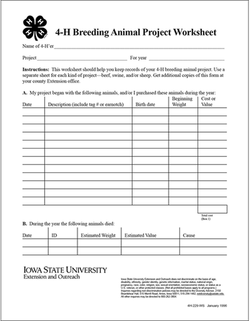 Record Keeping Worksheet Breeding Experienced image number 0