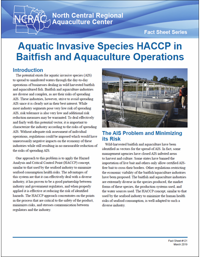 Aquatic Invasive Species HACCP in Baitfish and Aquaculture Operations