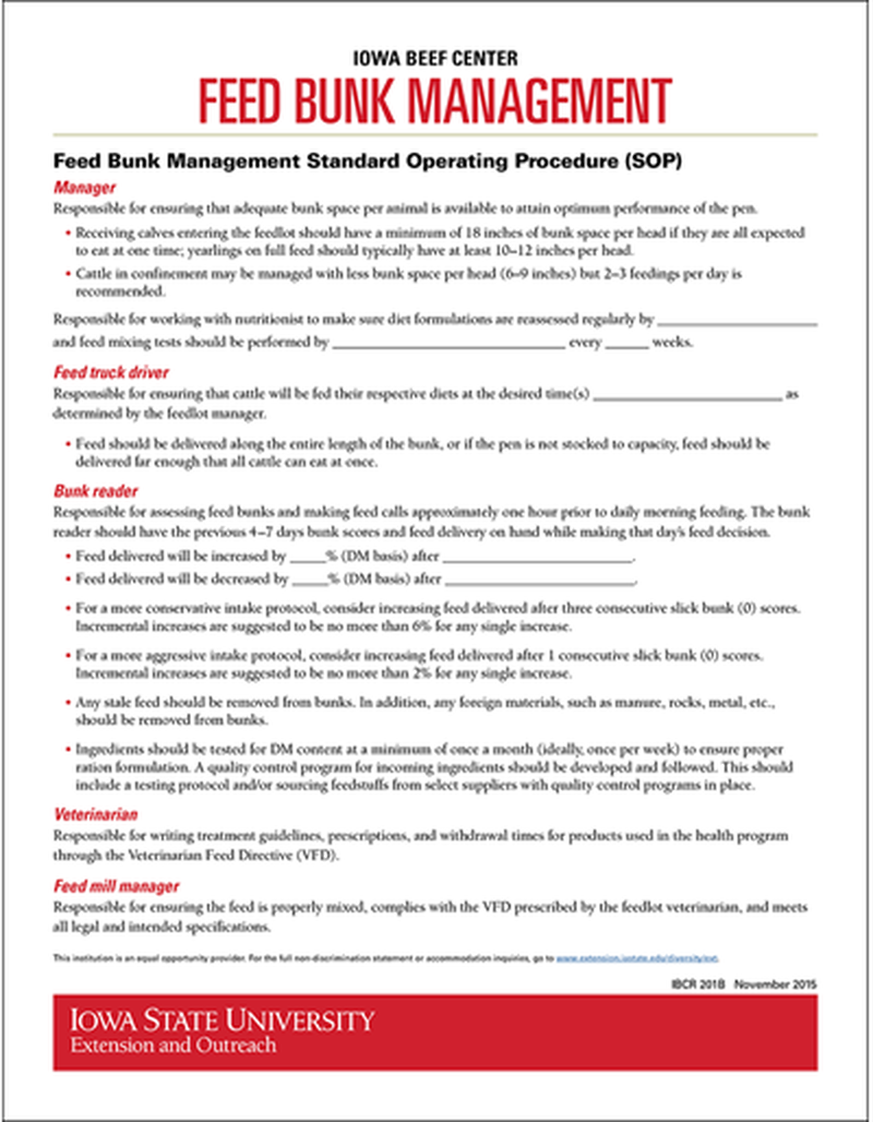 Feed Bunk Management - Standard Operating Procedure image number 0