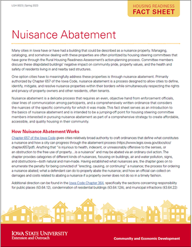 Housing Readiness Fact Sheet: Nuisance Abatement image number 0
